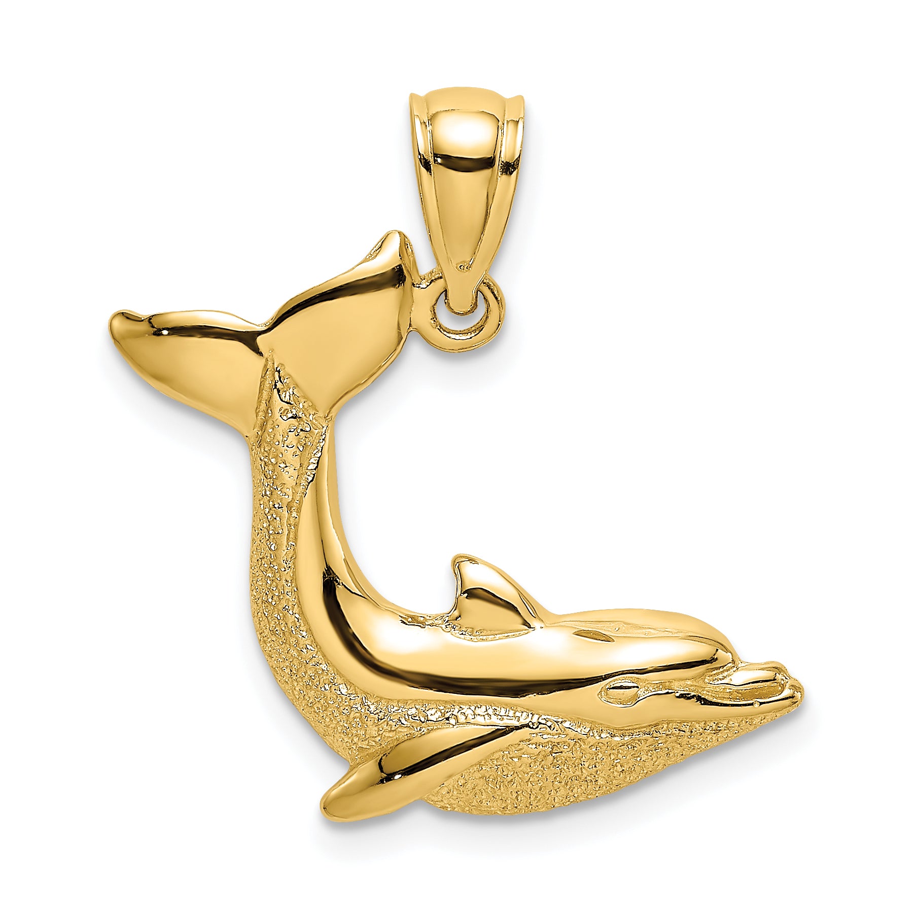 14K 2-D Textured Dolphin Jumping Charm Main image