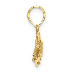 14K 2-D Polished  Engraved Fish Charm