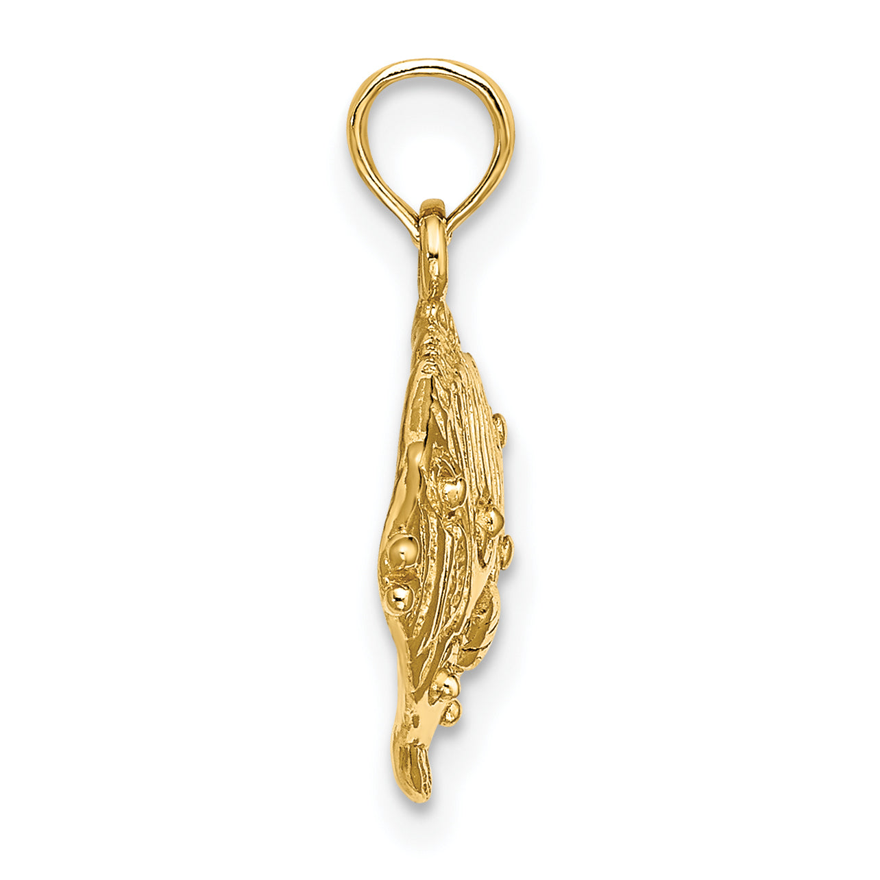 14K 2-D Polished Engraved Fish Charm
