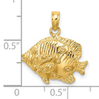 14K 2-D Polished Engraved Fish Charm