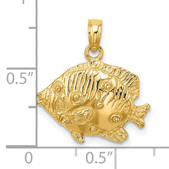 14K 2-D Polished Engraved Fish Charm