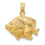 14K 2-D Polished Engraved Fish Charm
