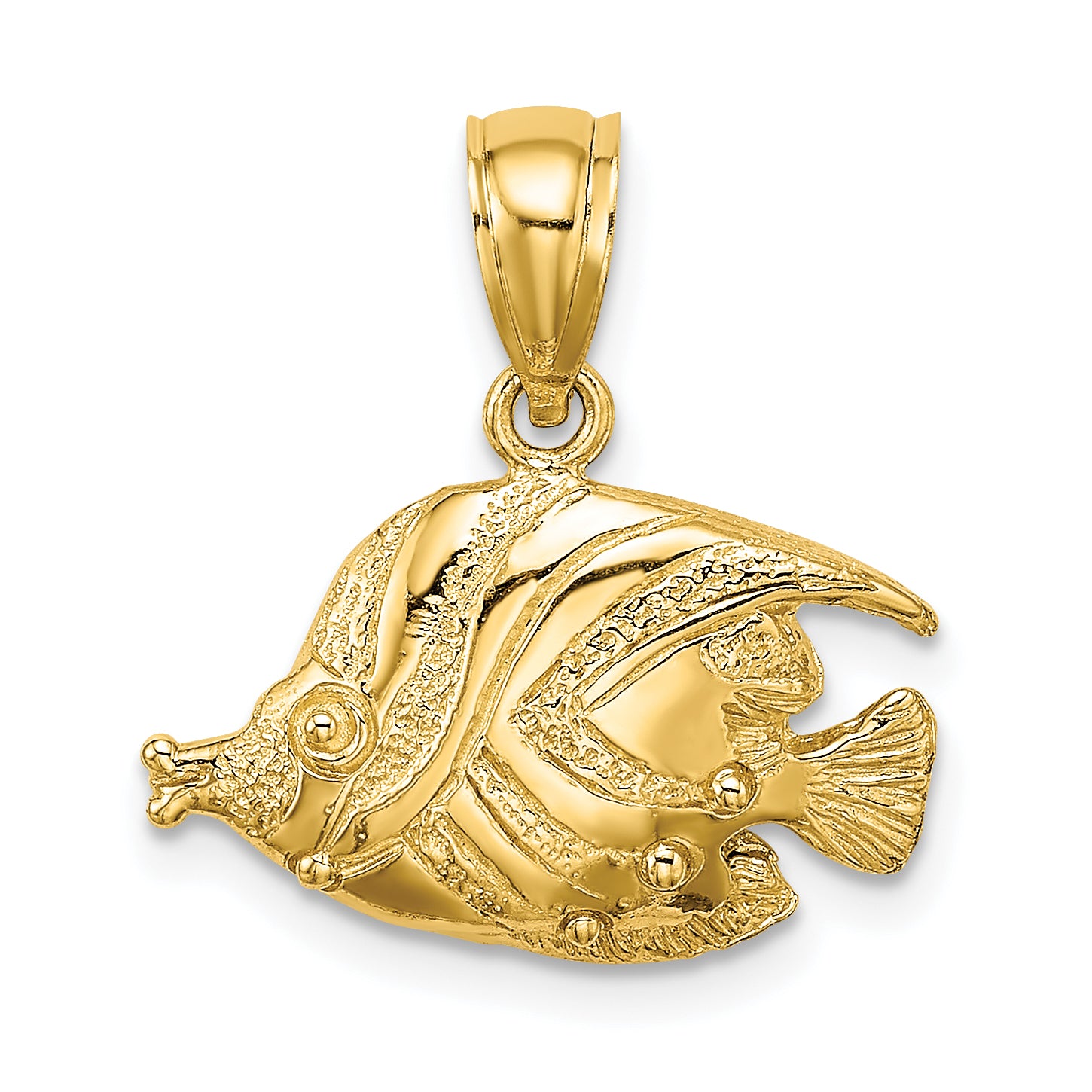 14K 2-D Polished Engraved Fish Charm Main image