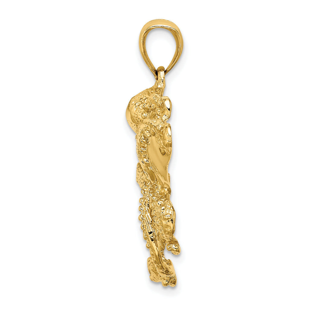 14K Textured Octopus Charm