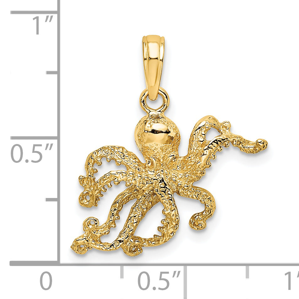 14K Textured Octopus Charm