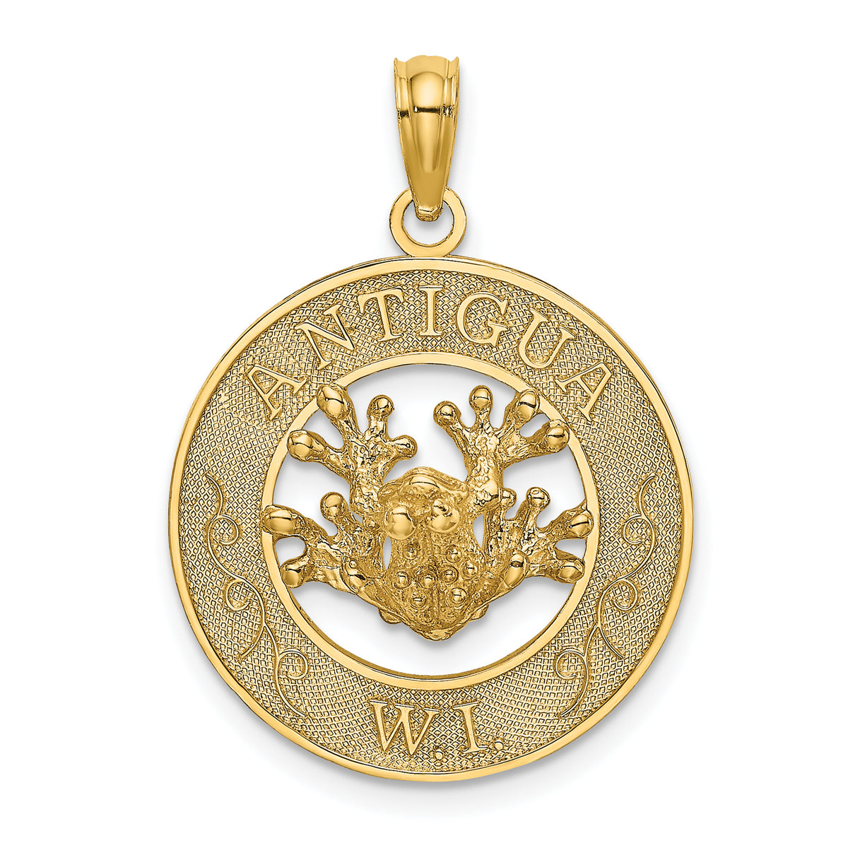 14K ANTIGUA, W.I. Circle w/ Frog Charm