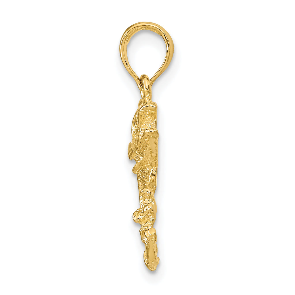 14k Polished Bass Fish Pendant