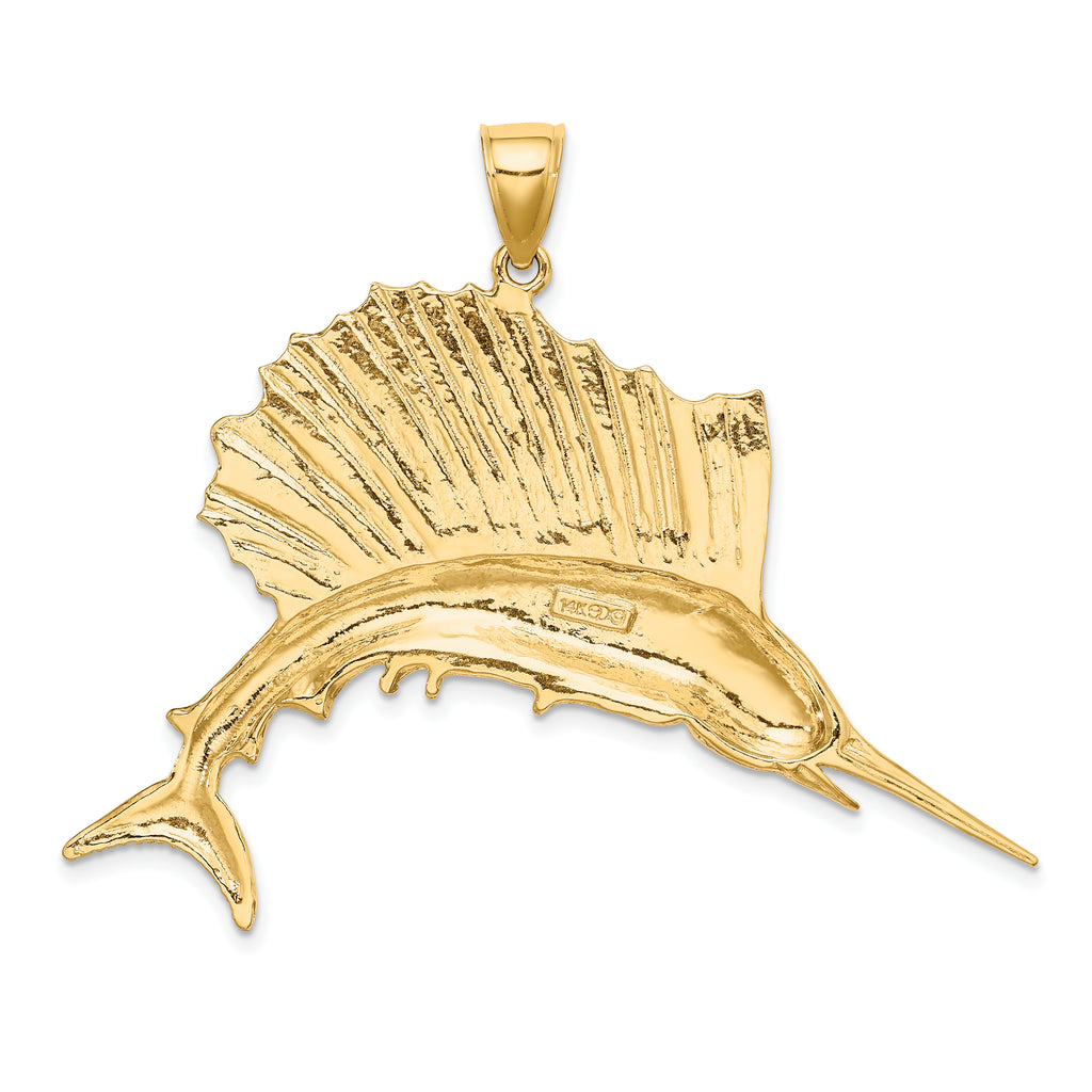 14K Polished Sailfish Charm