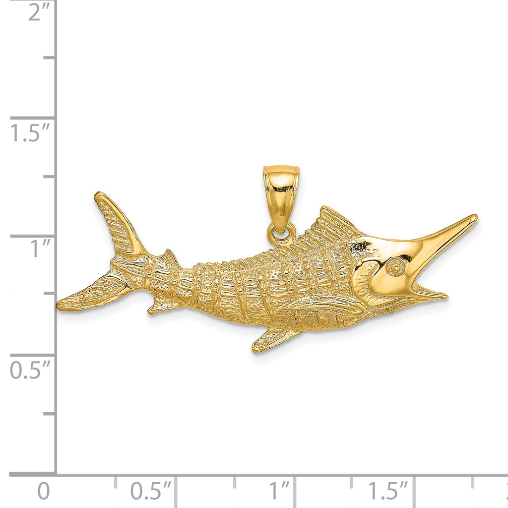 14K 2-D Textured Marlin Fish Charm