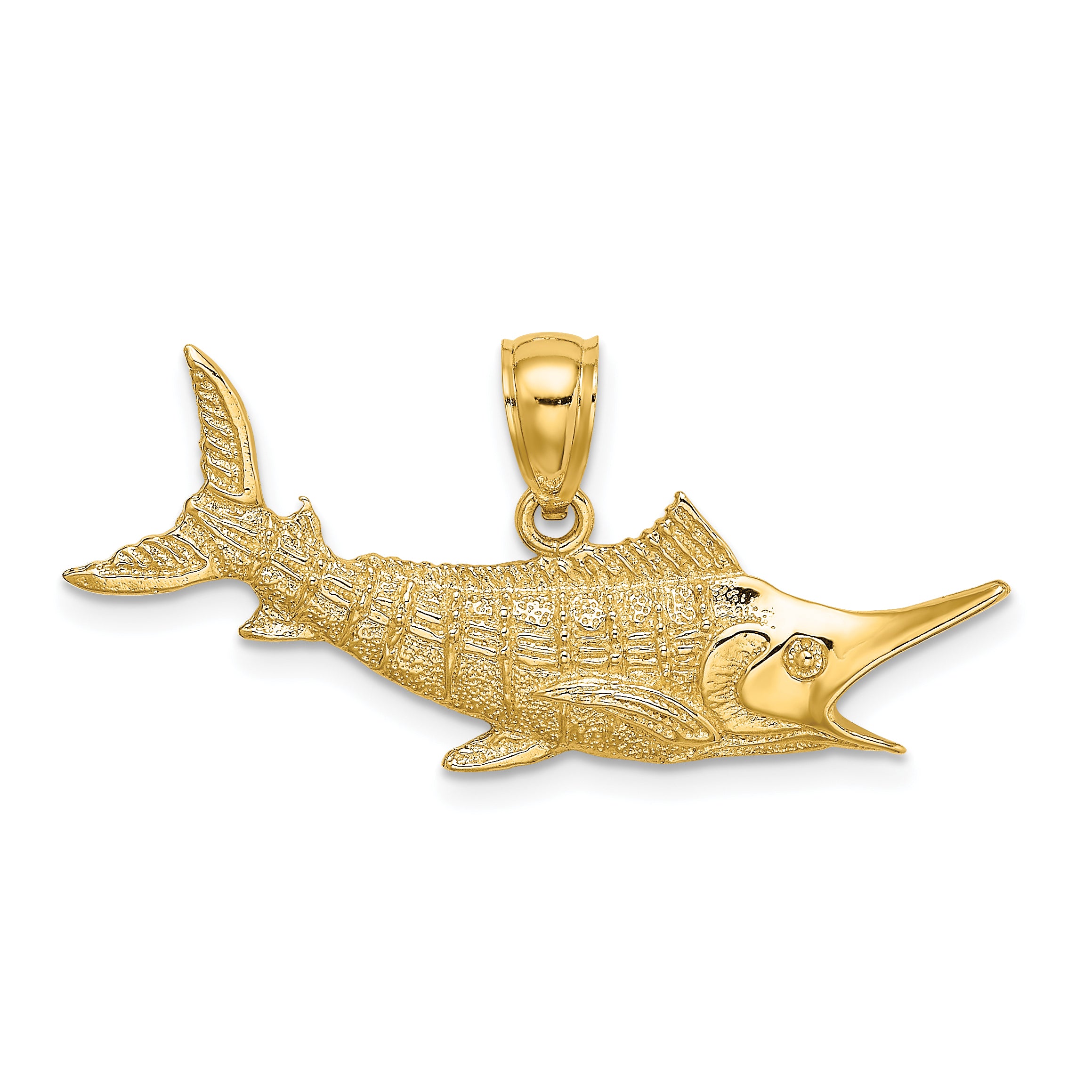 14K 2-D Textured Marlin Fish Charm Main image