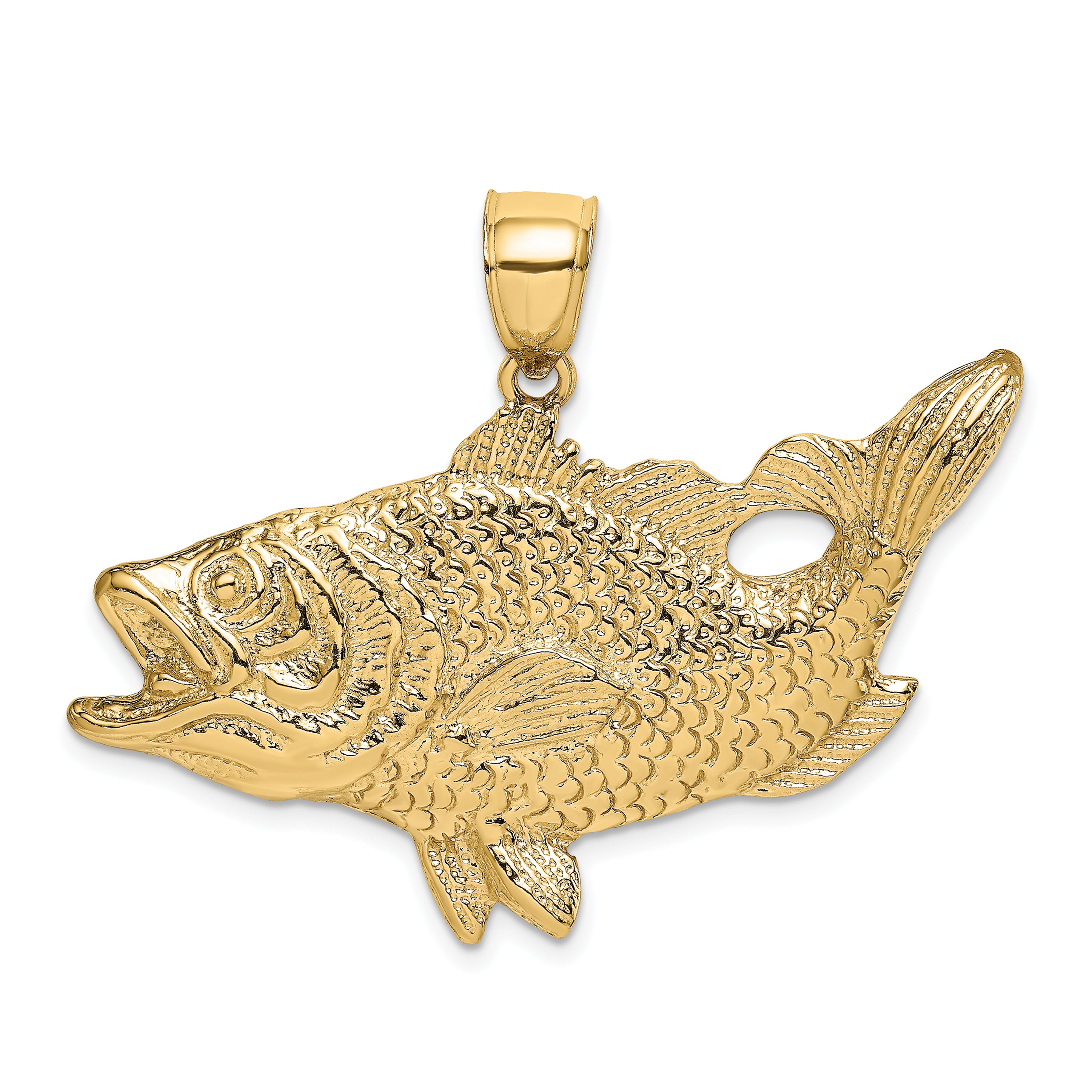 14K Open Mouth Bass Fish Charm Main image