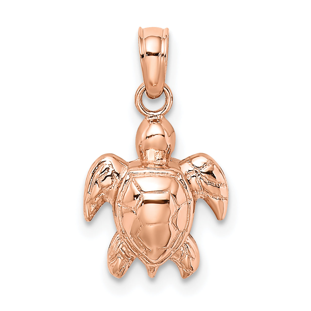 14K Rose Gold Textured Mini Sea Turtle Charm Main image