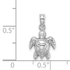 14K White Gold Textured Mini Sea Turtle Charm