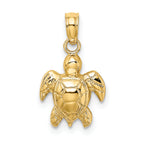 14K Textured Mini Sea Turtle Charm