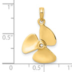 14K 3-D Polished Three Blade Propeller Charm