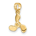 14K 3-D Polished Mini Three Blade Propeller Charm