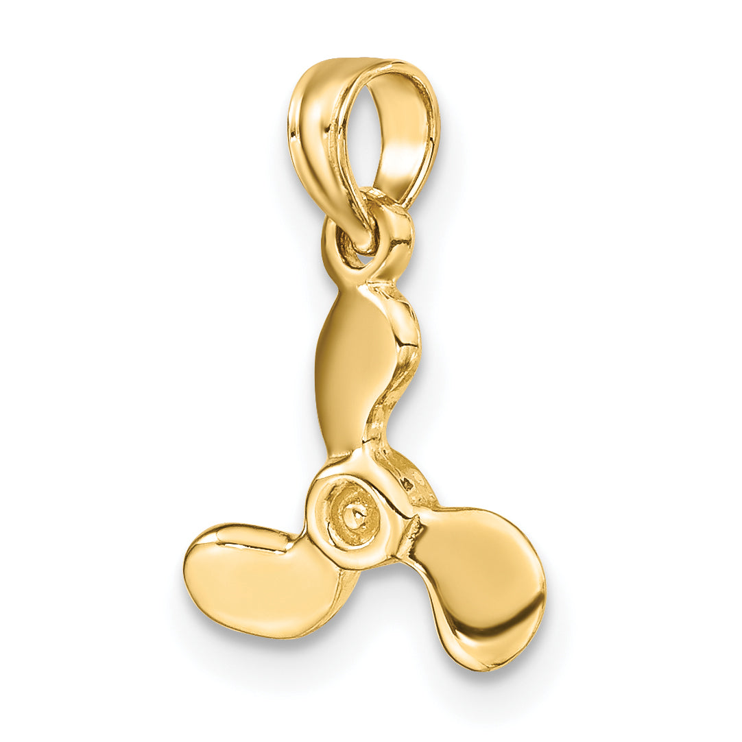 14K 3-D Polished Mini Three Blade Propeller Charm