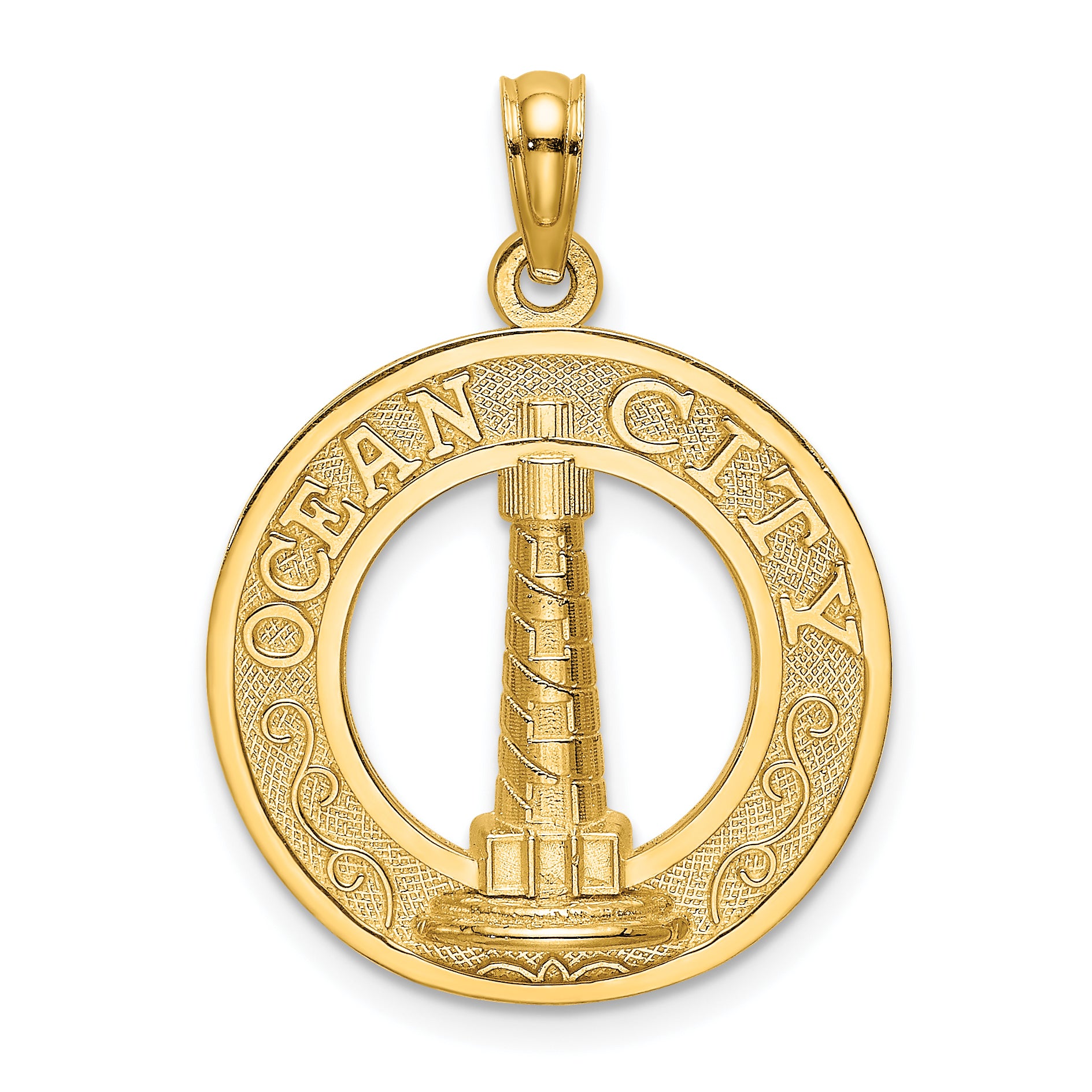 14K OCEAN CITY w/ Lighthouse Charm Main image