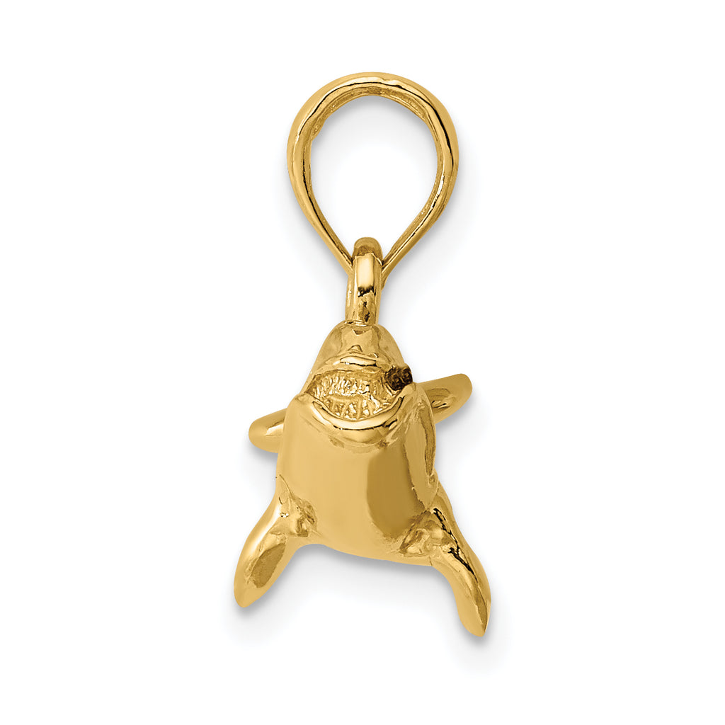 14K 3-D Polished Bowhead Whale Charm