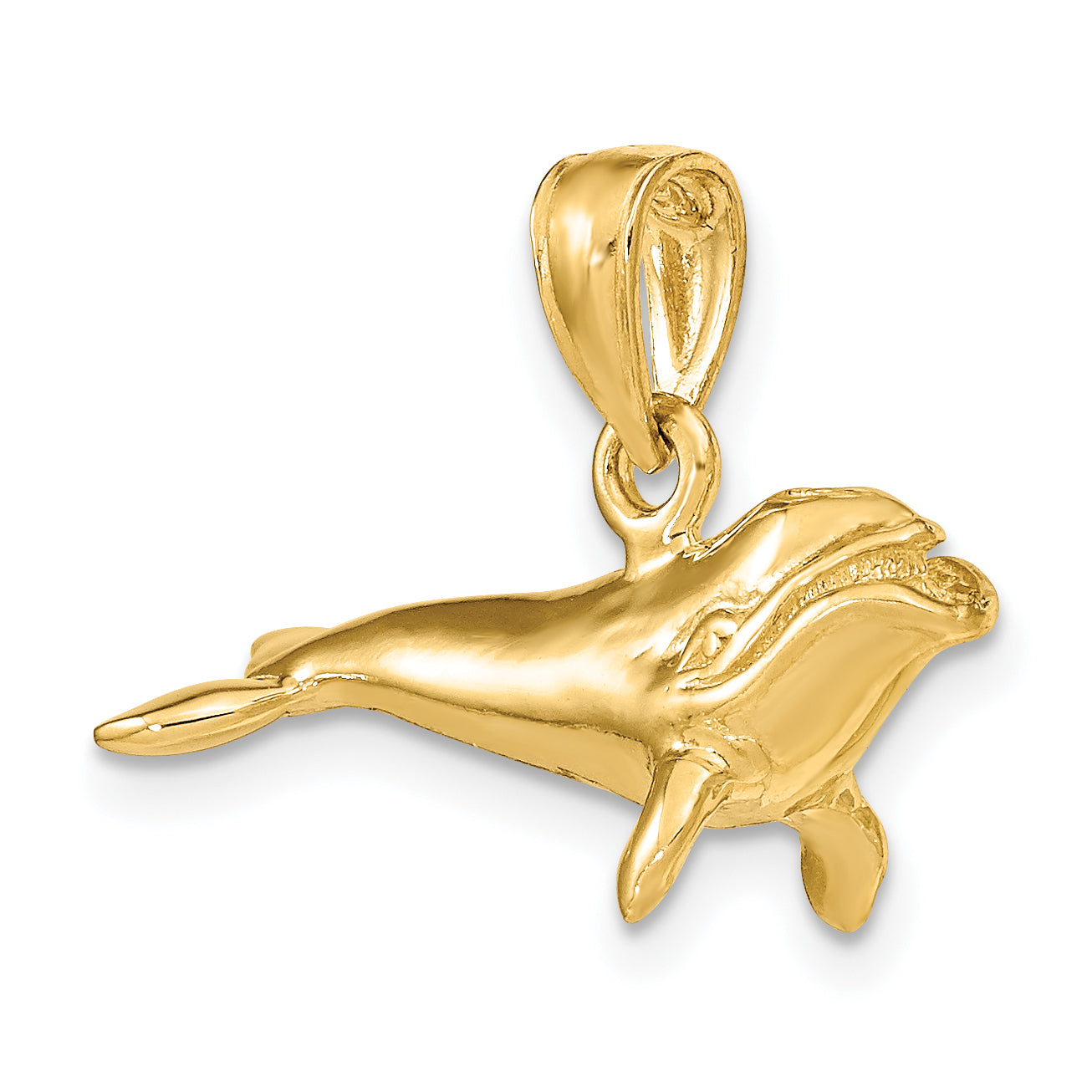 14K 3-D Polished Bowhead Whale Charm