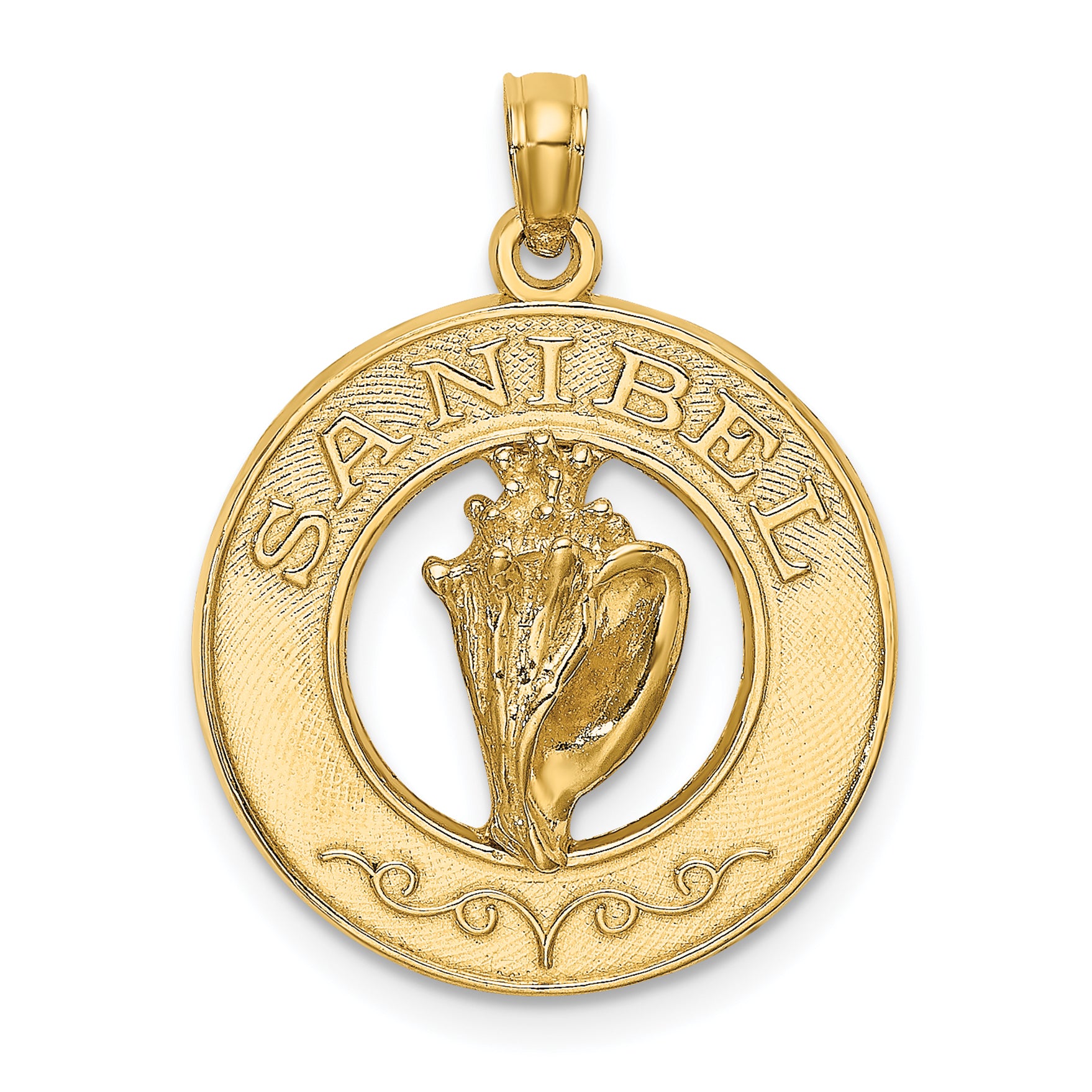 14K SANIBEL w/Conch Shell Circle Charm Main image