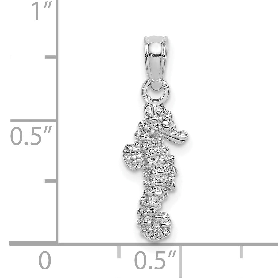 14K White Gold 3-D Mini Seahorse Charm