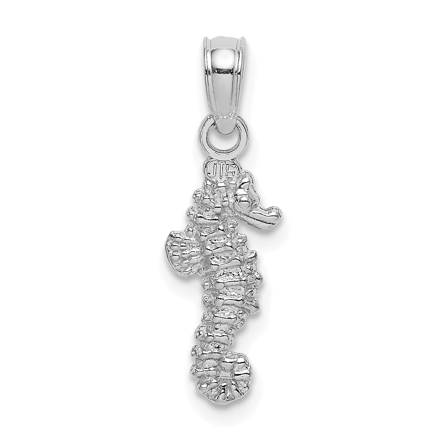 14K White Gold 3-D Mini Seahorse Charm Main image