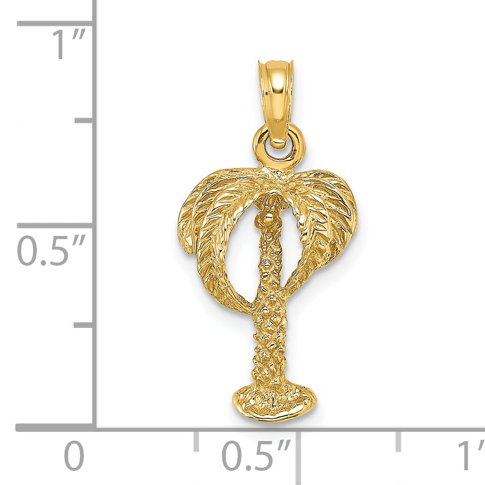 14K 2-D Palm Tree w/ Coconuts Charm