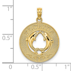 14K FLORIDA w/Dolphins Circle Charm