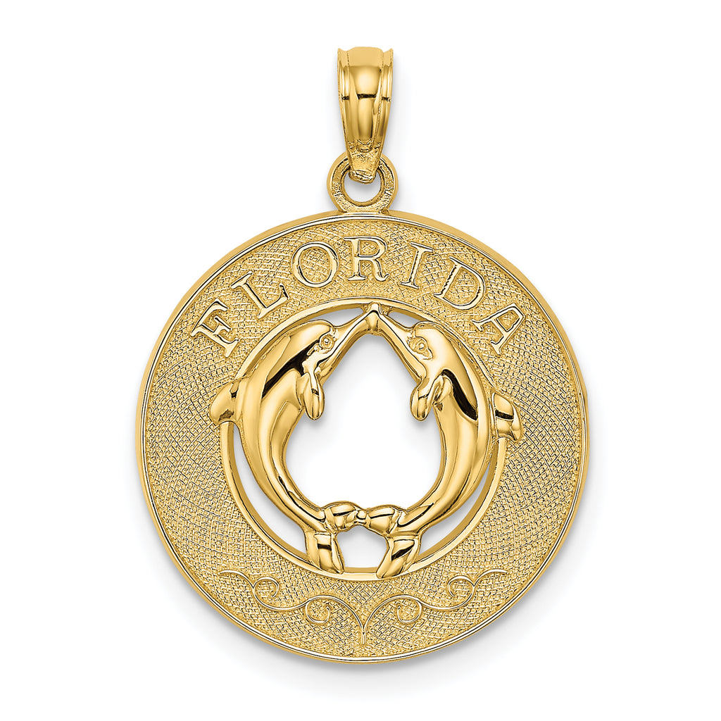 14K FLORIDA w/Dolphins Circle Charm