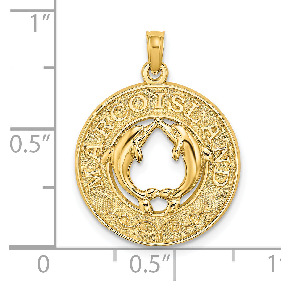 14K MARCO ISLAND Circle w/ Dolphins Charm