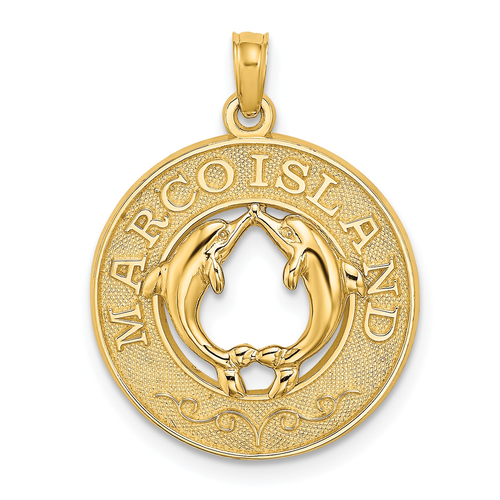 14K MARCO ISLAND Circle w/ Dolphins Charm Main image