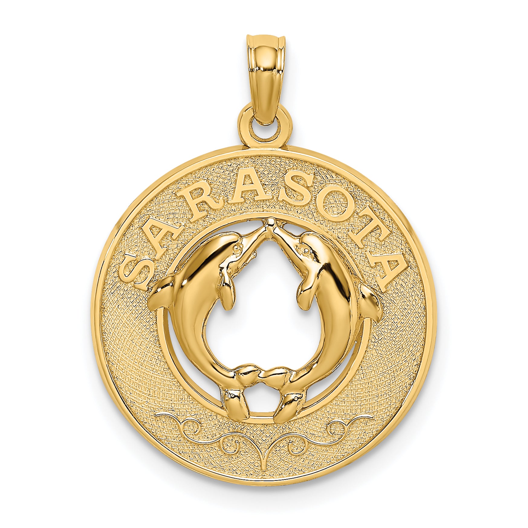 14K SARASOTA w/Dolphins Circle Charm Main image