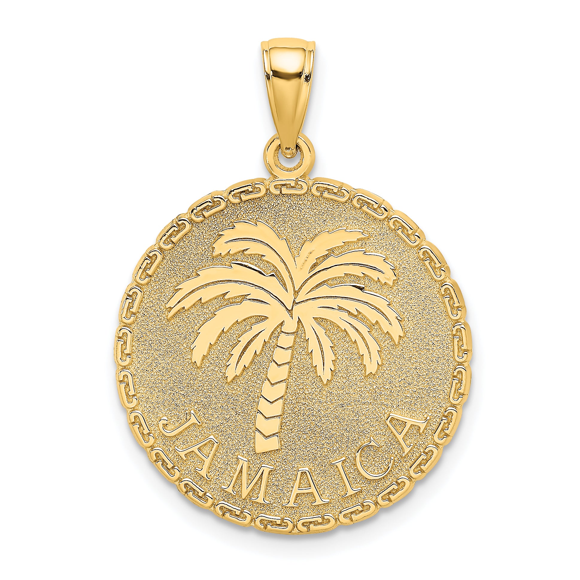 14K JAMAICA and Palm Tree Disk Charm