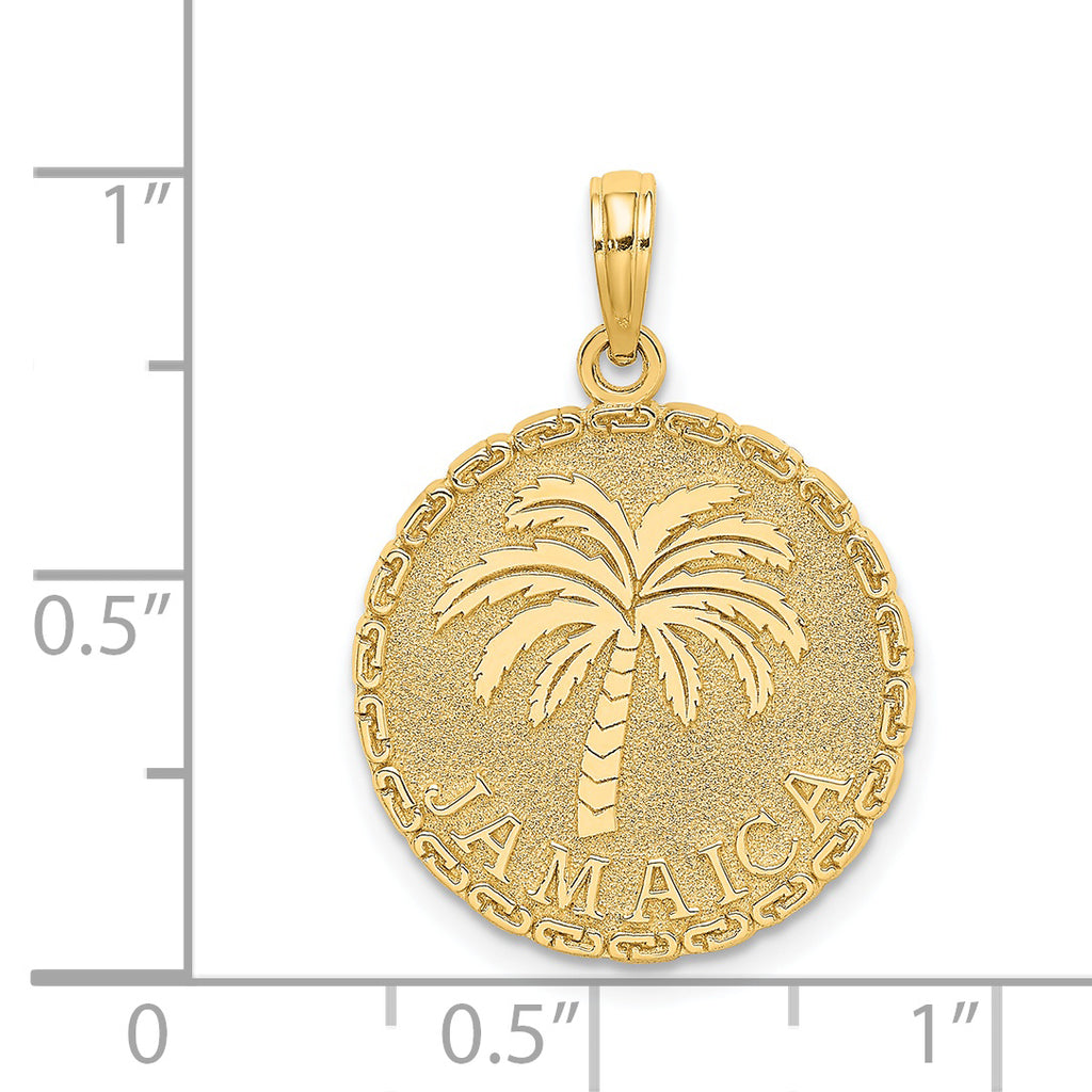 14K JAMAICA and Palm Tree Disk Charm