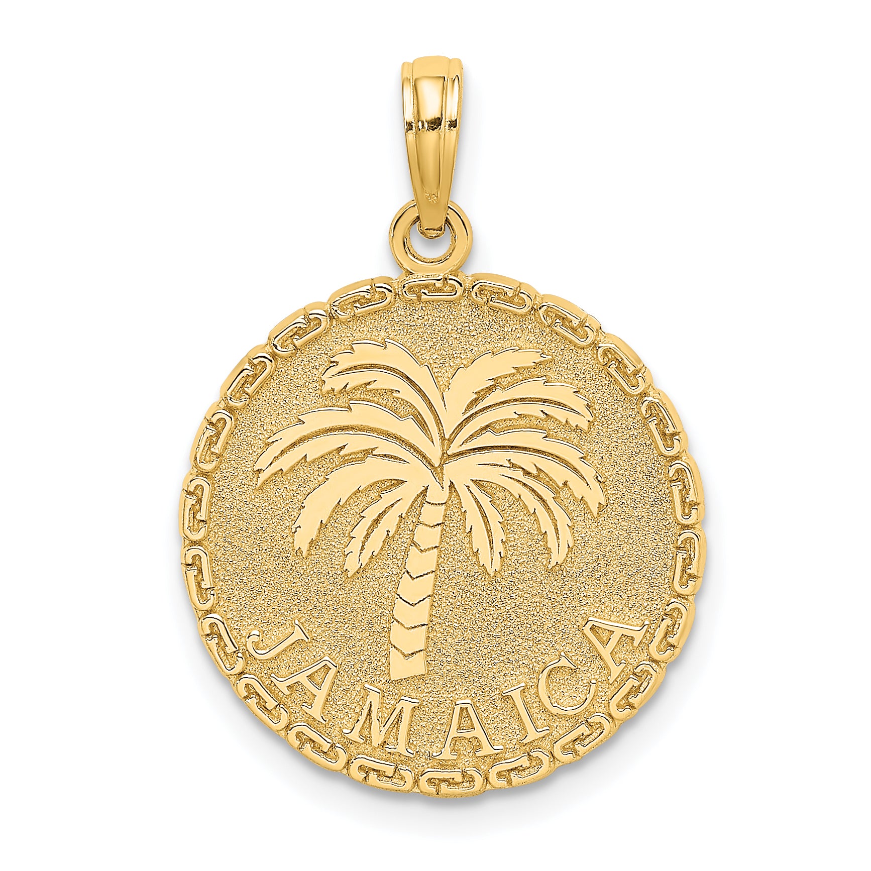 14K JAMAICA and Palm Tree Disk Charm Main image