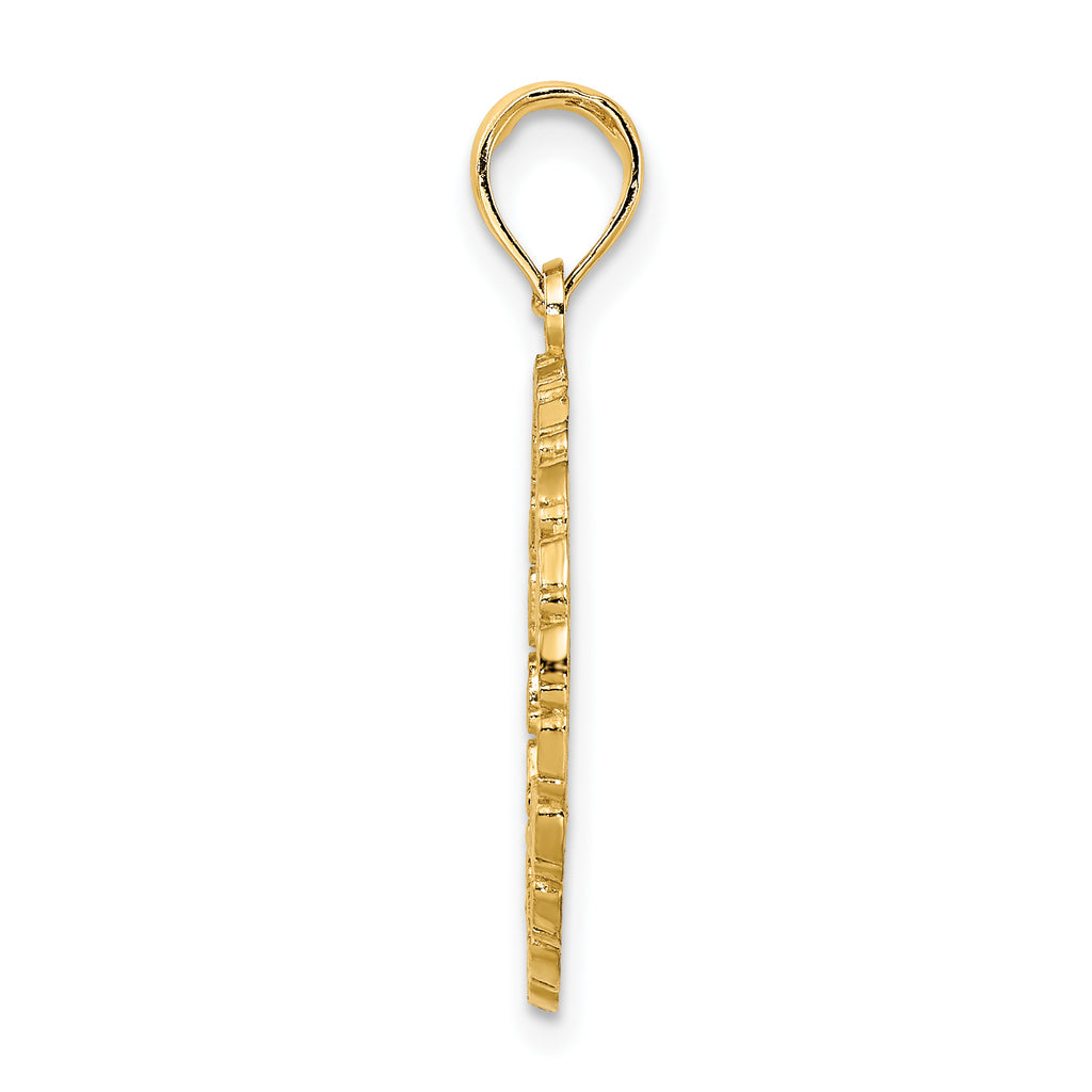 14K JAMAICA Palm Tree Circle Charm