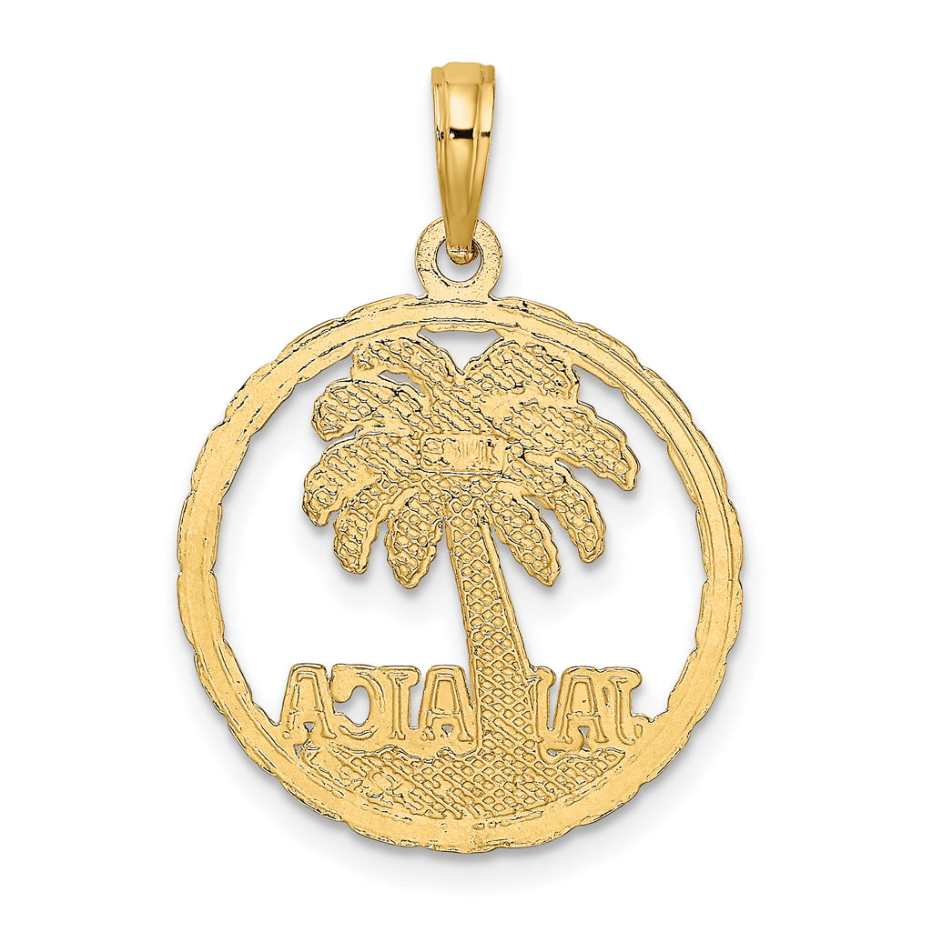 14K JAMAICA Palm Tree Circle Charm