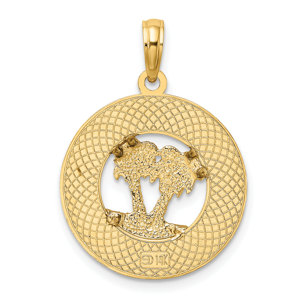 14K FLORIDA w/Double Palm Tree Circle Charm