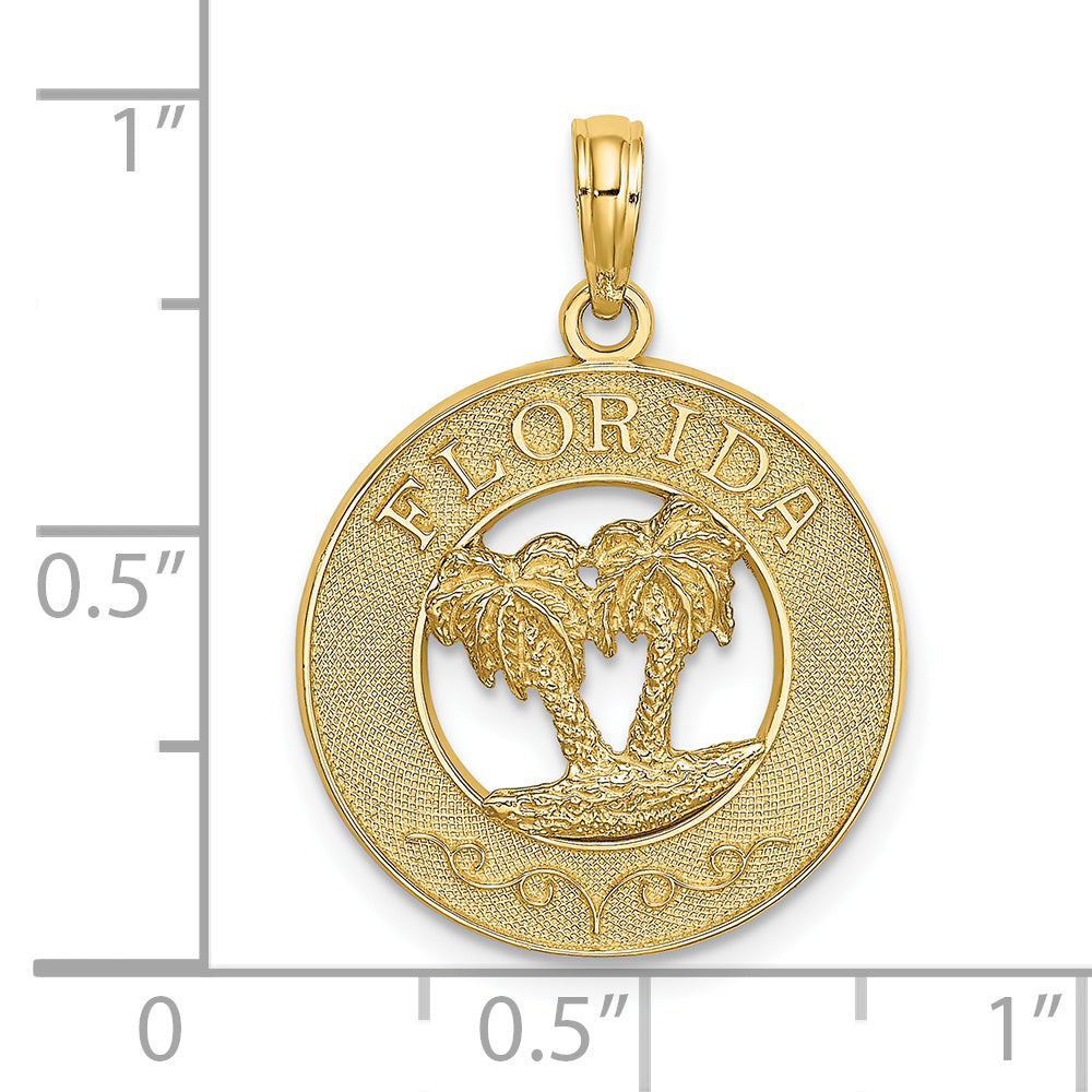 14K FLORIDA w/Double Palm Tree Circle Charm