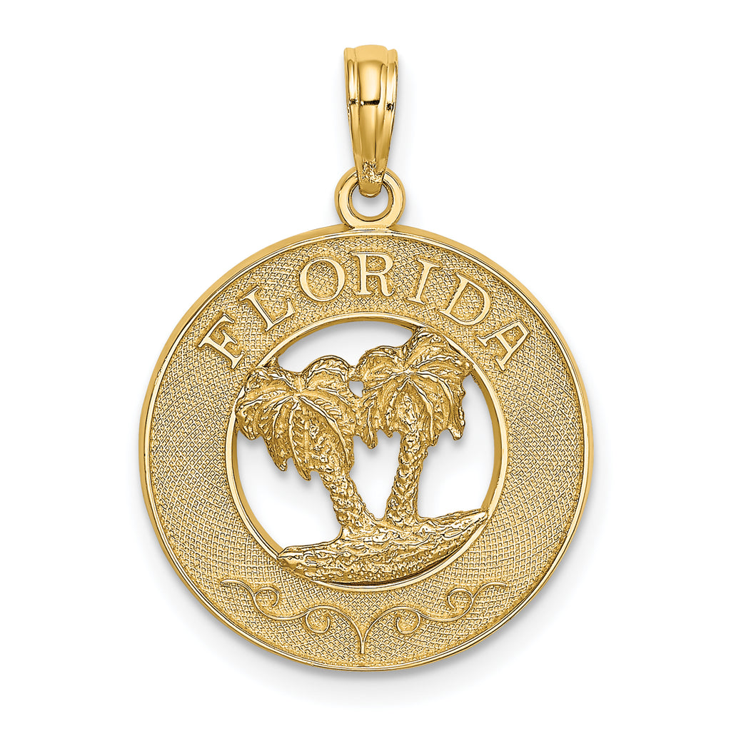 14K FLORIDA w/Double Palm Tree Circle Charm