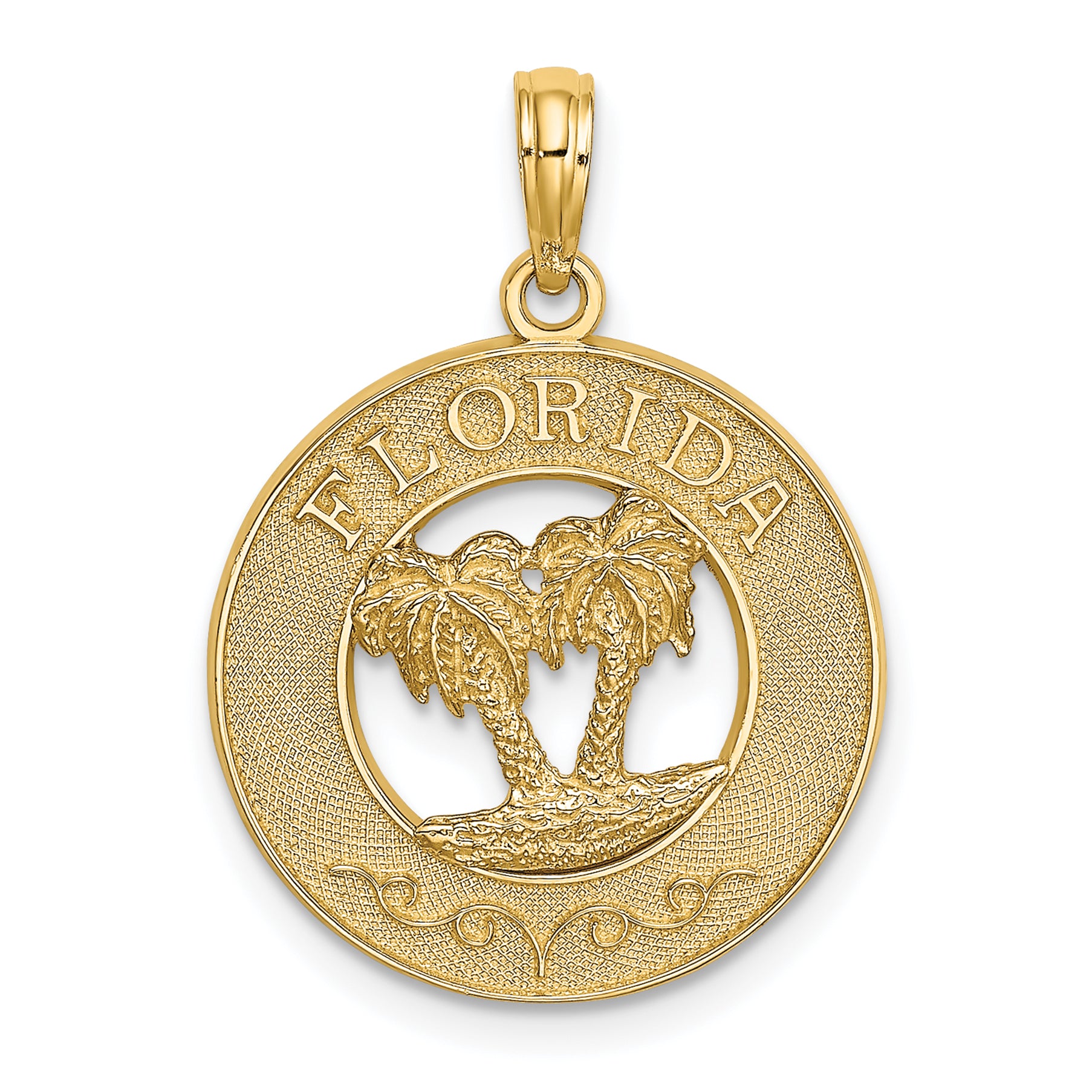14K FLORIDA w/Double Palm Tree Circle Charm