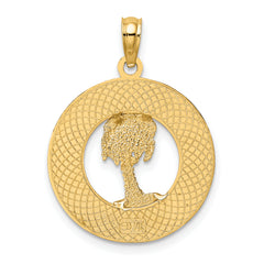 14K FLORIDA w/Palm Tree  Circle Charm