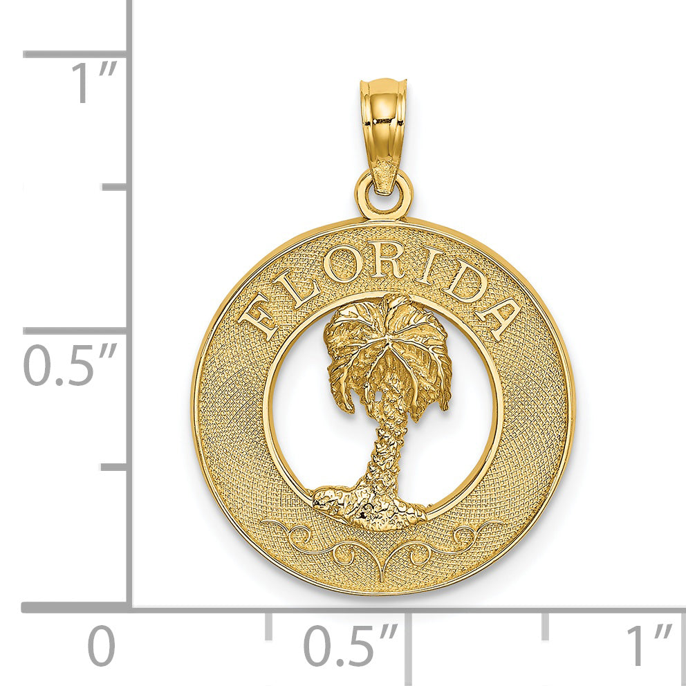 14K FLORIDA w/Palm Tree  Circle Charm