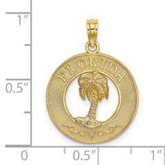 14K FLORIDA w/Palm Tree  Circle Charm