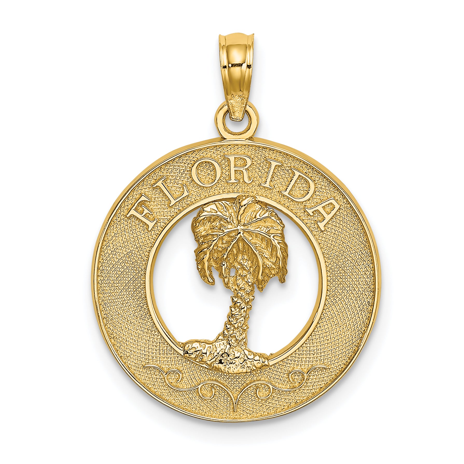 14K FLORIDA w/Palm Tree  Circle Charm Main image