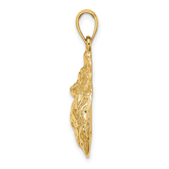 14K Textured and Polished Oyster Shell Charm