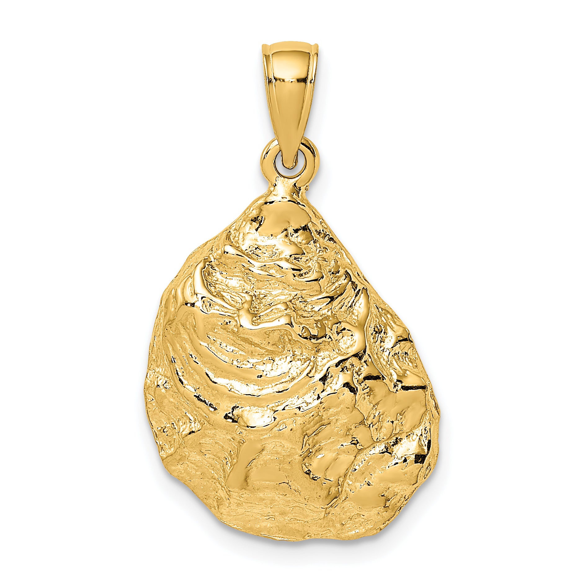 14K Textured and Polished Oyster Shell Charm Main image