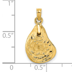 14K Textured and Polished Oyster Shell Charm