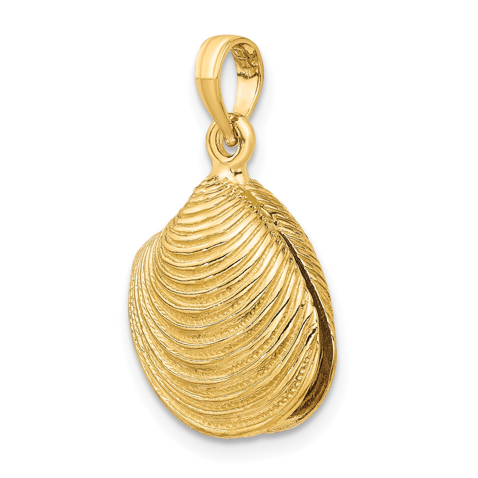 14K 3-D Textured Clam Shell Charm